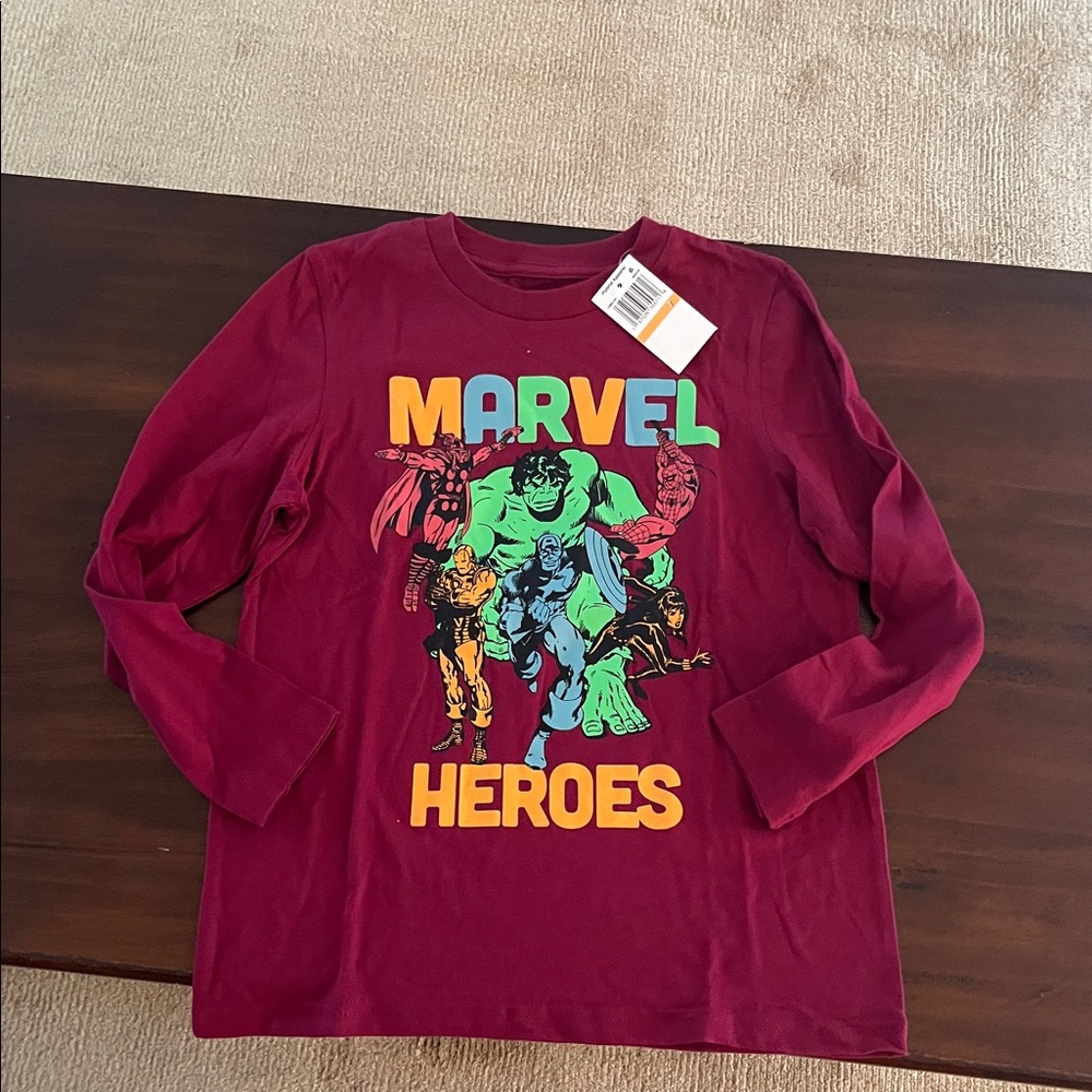 Hybrid Apparel Maroon Marvel Heroes Long Sleeve Tee